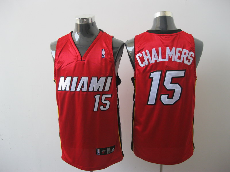 NBA Miami Heat 15 Mario Chalmers Authentic Red Jersey